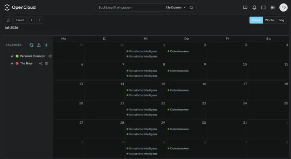 OpenCloud Web Calendar